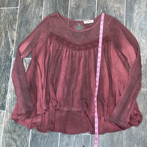 Altar’d State Mesh Top Tye Dye Burgundy Oversized Blouse - Sold in Live Show - Picture 10 of 10